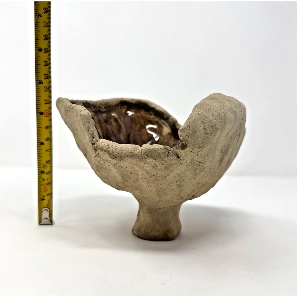 Wabi Sabi Handmade Pottery Ashtray Catchall Pedestal Bowl Organic Studio Ceramic